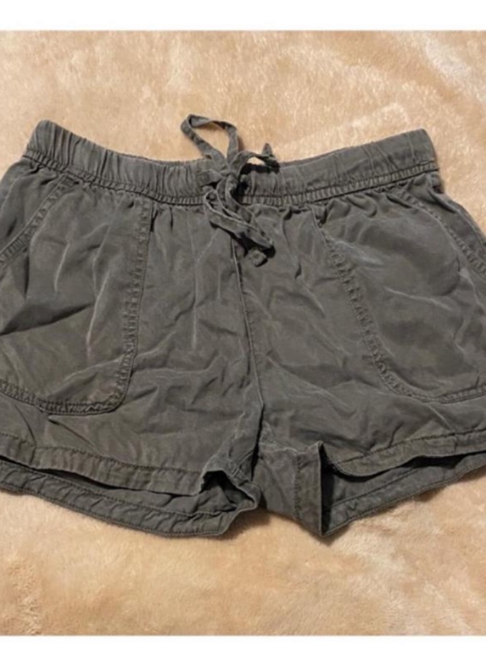 Cynthia Rowley Olive Drawstring Waist Shorts Sz S